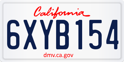 CA license plate 6XYB154