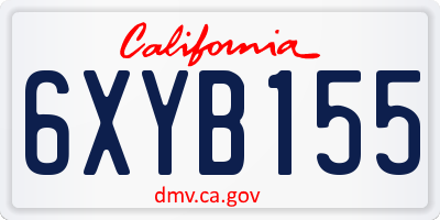 CA license plate 6XYB155