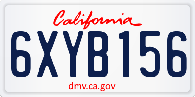 CA license plate 6XYB156