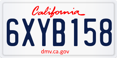 CA license plate 6XYB158