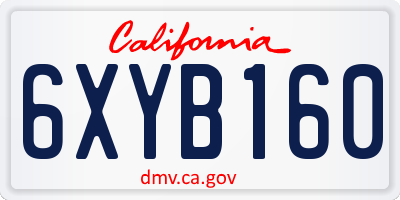 CA license plate 6XYB160