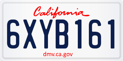 CA license plate 6XYB161
