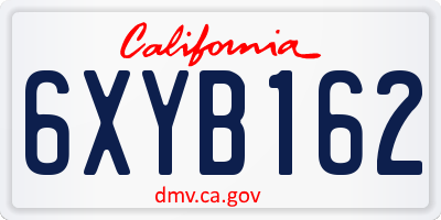 CA license plate 6XYB162