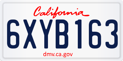 CA license plate 6XYB163