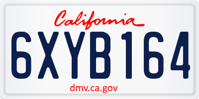 CA license plate 6XYB164