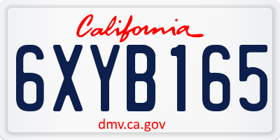 CA license plate 6XYB165