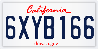 CA license plate 6XYB166