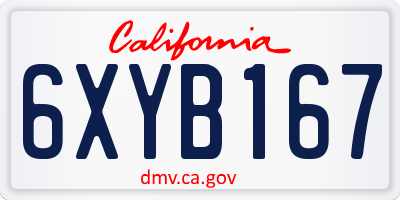 CA license plate 6XYB167