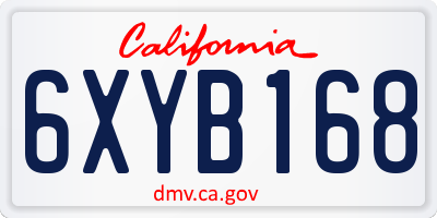 CA license plate 6XYB168