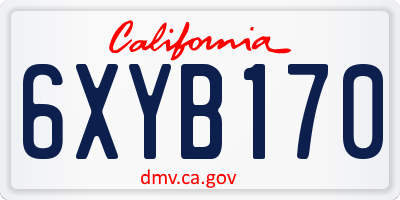 CA license plate 6XYB170