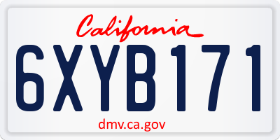 CA license plate 6XYB171