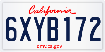 CA license plate 6XYB172