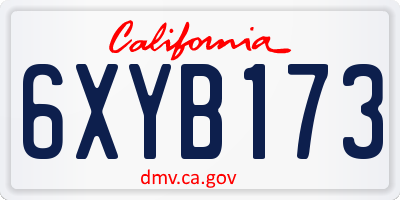 CA license plate 6XYB173