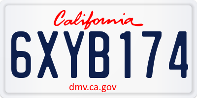 CA license plate 6XYB174