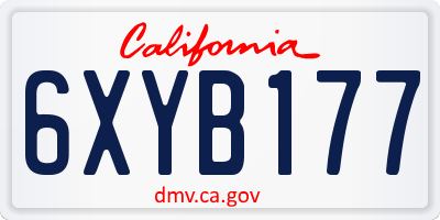 CA license plate 6XYB177