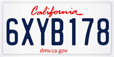 CA license plate 6XYB178
