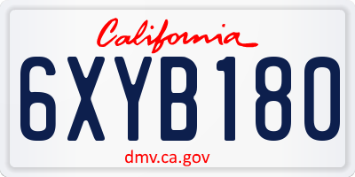 CA license plate 6XYB180