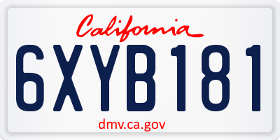 CA license plate 6XYB181