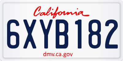 CA license plate 6XYB182