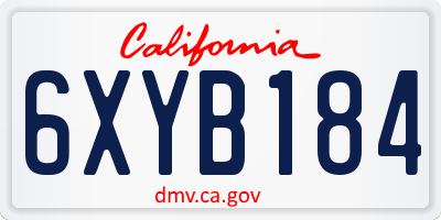 CA license plate 6XYB184