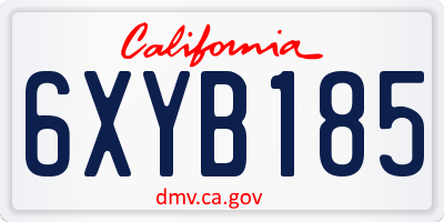 CA license plate 6XYB185