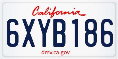 CA license plate 6XYB186