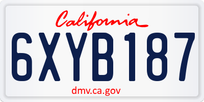 CA license plate 6XYB187