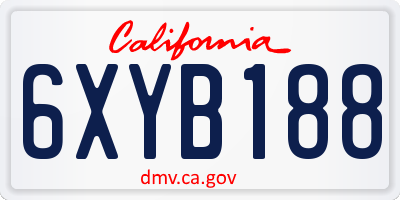 CA license plate 6XYB188