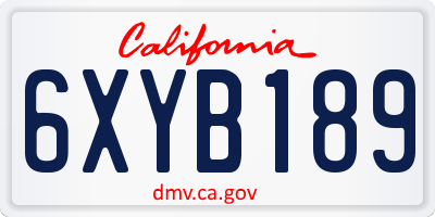 CA license plate 6XYB189