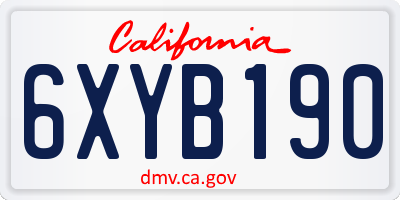 CA license plate 6XYB190