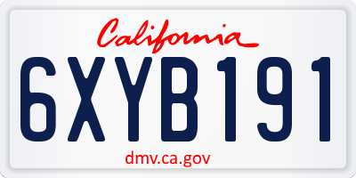 CA license plate 6XYB191