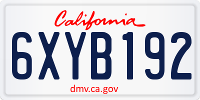 CA license plate 6XYB192