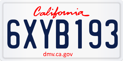 CA license plate 6XYB193