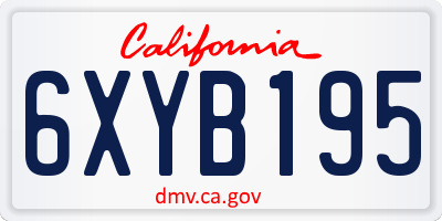 CA license plate 6XYB195