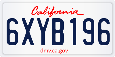 CA license plate 6XYB196