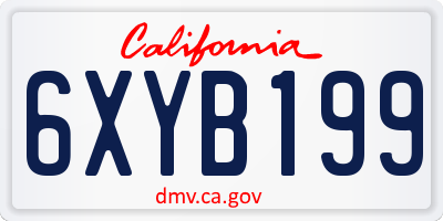 CA license plate 6XYB199