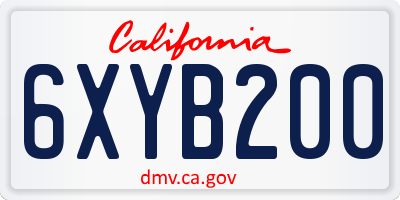 CA license plate 6XYB200