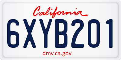 CA license plate 6XYB201