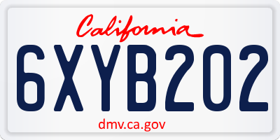 CA license plate 6XYB202