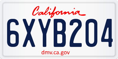 CA license plate 6XYB204