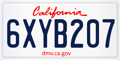 CA license plate 6XYB207