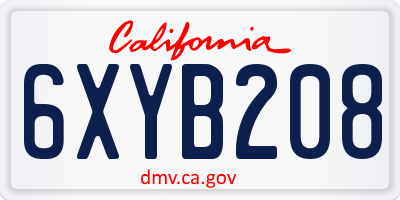 CA license plate 6XYB208