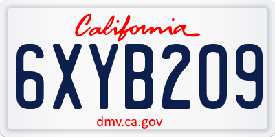 CA license plate 6XYB209
