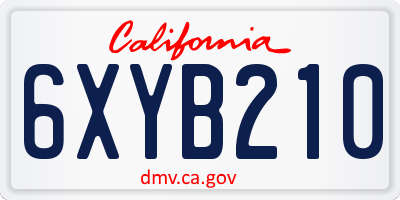 CA license plate 6XYB210