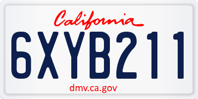 CA license plate 6XYB211