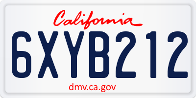 CA license plate 6XYB212