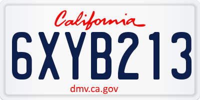 CA license plate 6XYB213