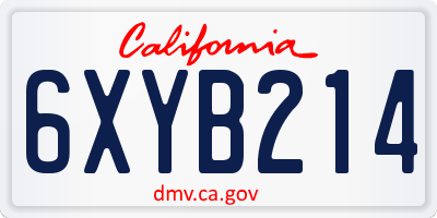 CA license plate 6XYB214