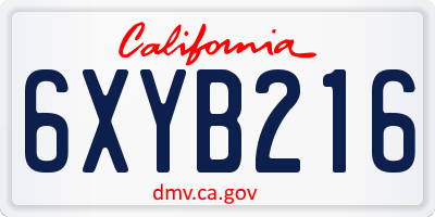 CA license plate 6XYB216