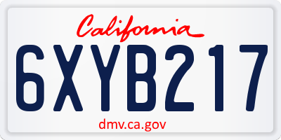 CA license plate 6XYB217